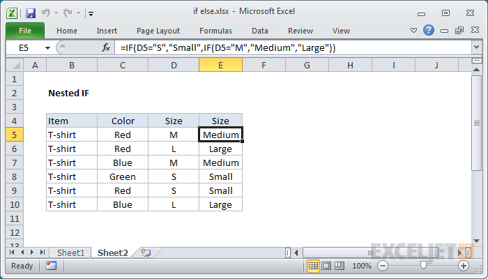 Nested IF function example